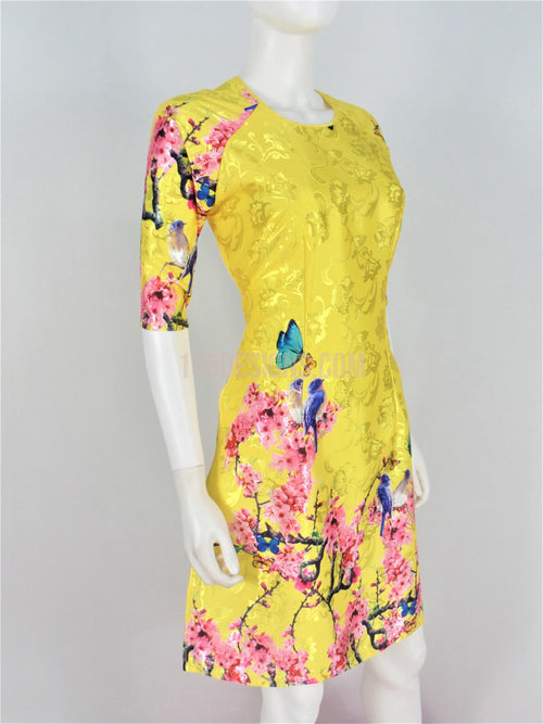 Yellow Modern Lunar New Year | Áo Dài Gấm Vàng Cách Tân Tết