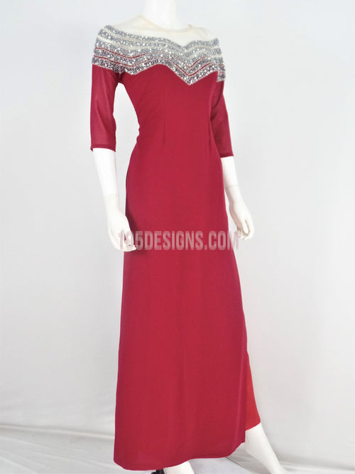 ÁO Dài Đỏ Kết  Pha Lê|  Red Ao Dài  Crystal