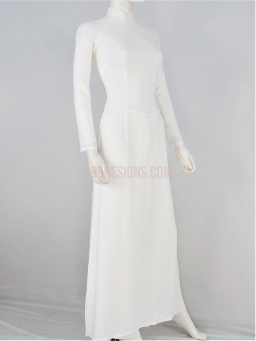 White Ao Dai Trắng Tơ Tầm Ý 2 Lớp