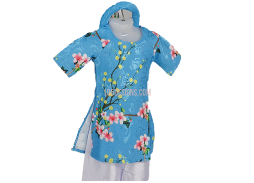 Áo Dài Bé Mùa Xanh Bộ Có Quần | Light Blue Ao Dai Baby Kid Set - Lunar New Year