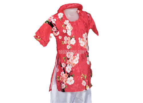 Áo Dài Bé Gái Hông Bộ Có Quần | Pink Ao Dai Baby Kid Set - Lunar New Year