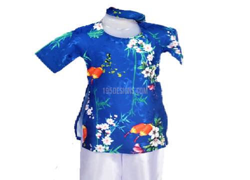 Áo Dài Bé Mùa Xanh Bộ Có Quần | Blue Ao Dai Baby Kid Set - Lunar New Year