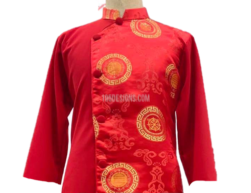 Ao Dai Gấm Đỏ Baby Boy